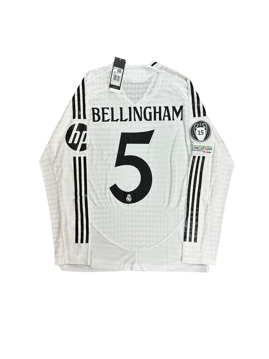 Real Madrid 2024/25 Bellingham Long Sleeve Home Jersey (Player Version)
