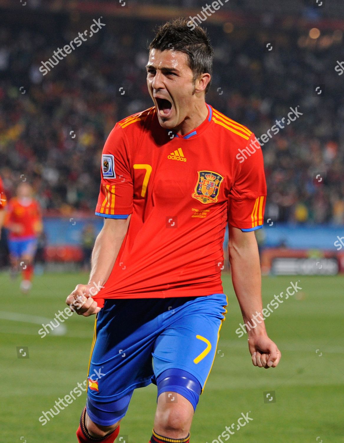Spain 2010 David Villa Home Jersey