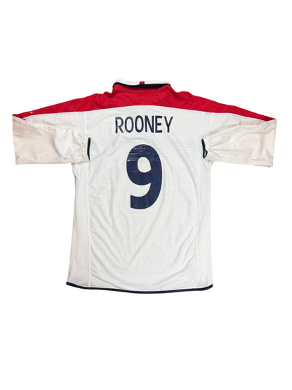 England 2004 Rooney Long Sleeve Home Jersey